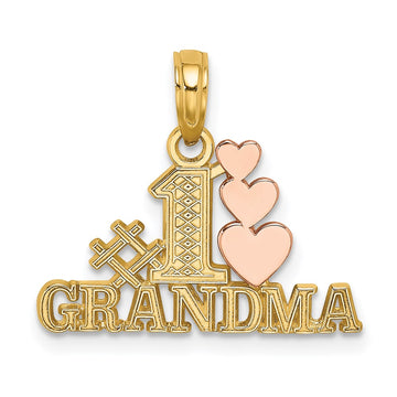 Gold # 1 Grandma with 3 Hearts Pendant