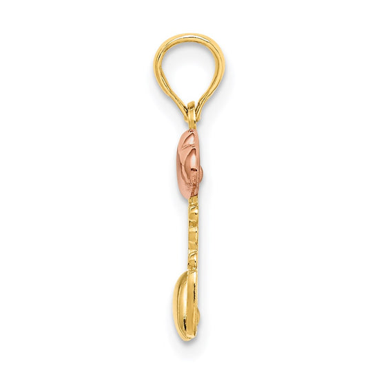 14k Two-tone with White Rhodium I LOVE YOU with Hearts Charm