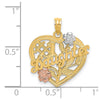 14k Two-tone with White Rhodium #1 DAUGHTER Heart Charm