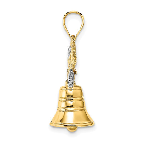 14k and White Rhodium 3-D Liberty Bell with Moveable Clapper and Eagle Top Charm