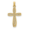 14k and White Rhodium Filigree Cross Charm