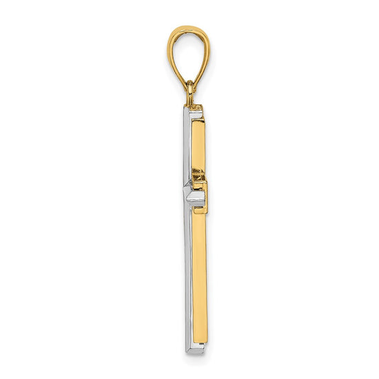 Gold Beveled Latin Cross Pendant