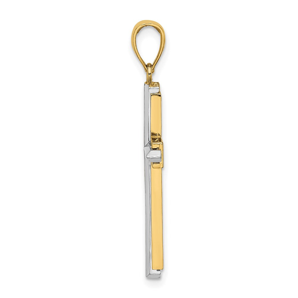 Gold Beveled Latin Cross Pendant