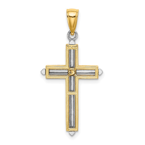 Gold Beveled Latin Cross Pendant