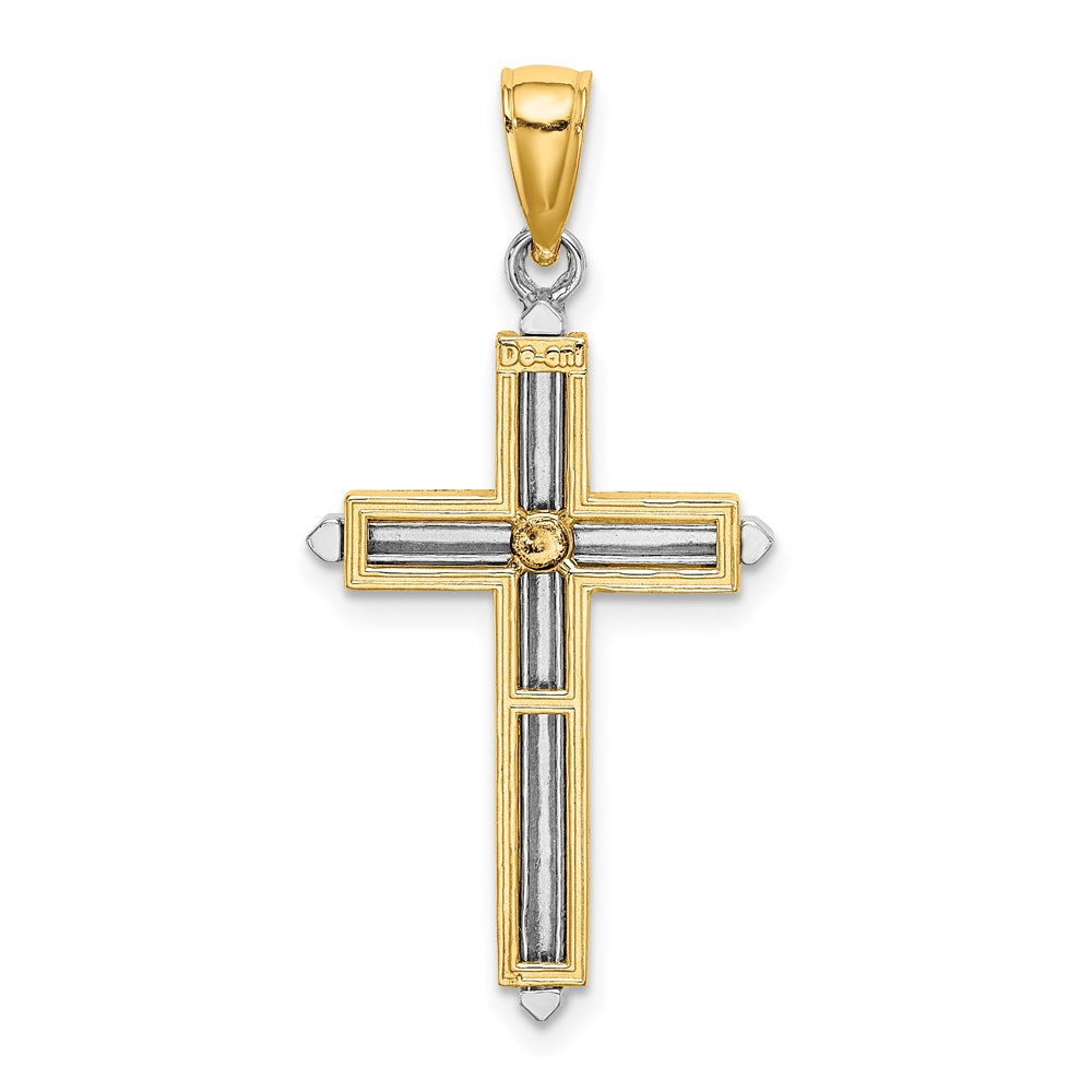 Gold Beveled Latin Cross Pendant