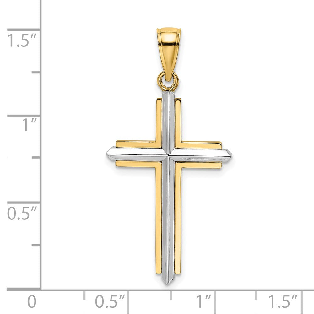 Gold Beveled Latin Cross Pendant