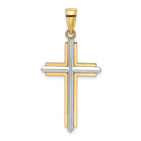 Gold Beveled Latin Cross Pendant
