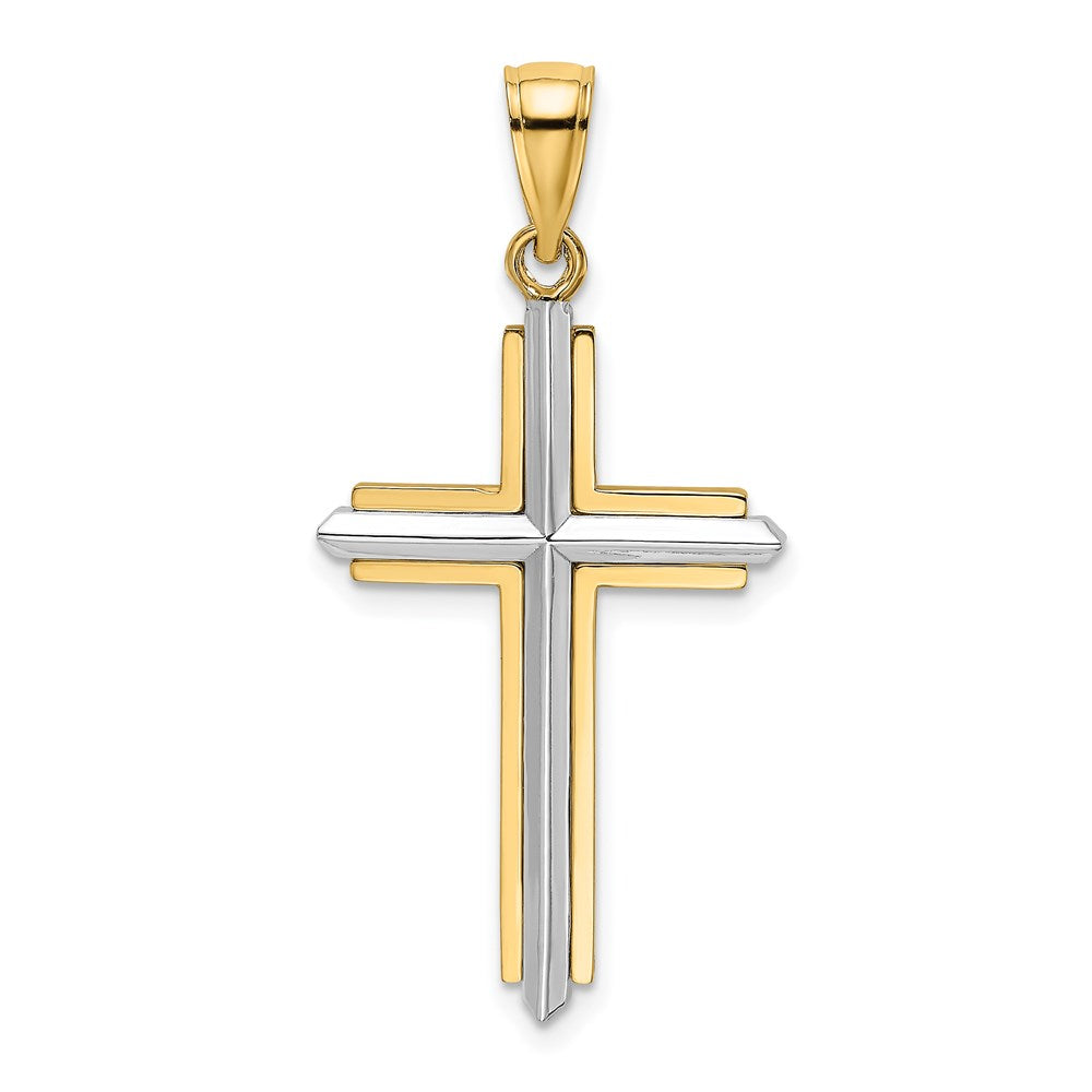 Gold Beveled Latin Cross Pendant