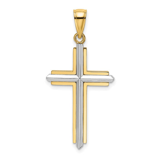 Gold Beveled Latin Cross Pendant