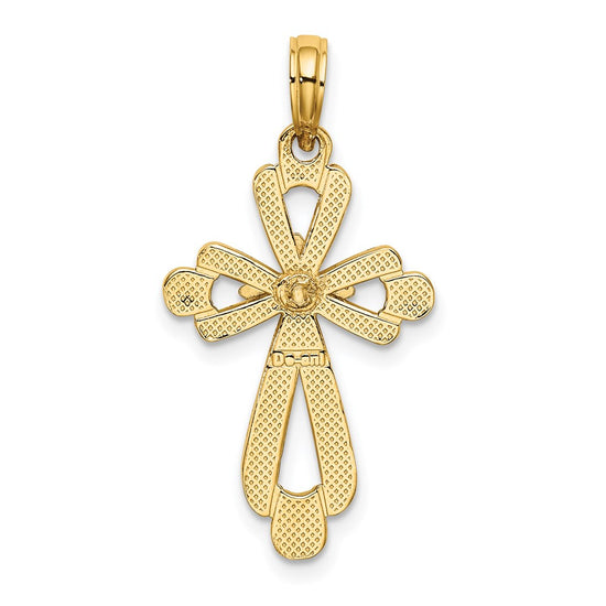 14K and White Rhodium Polished Fancy Cross Charm