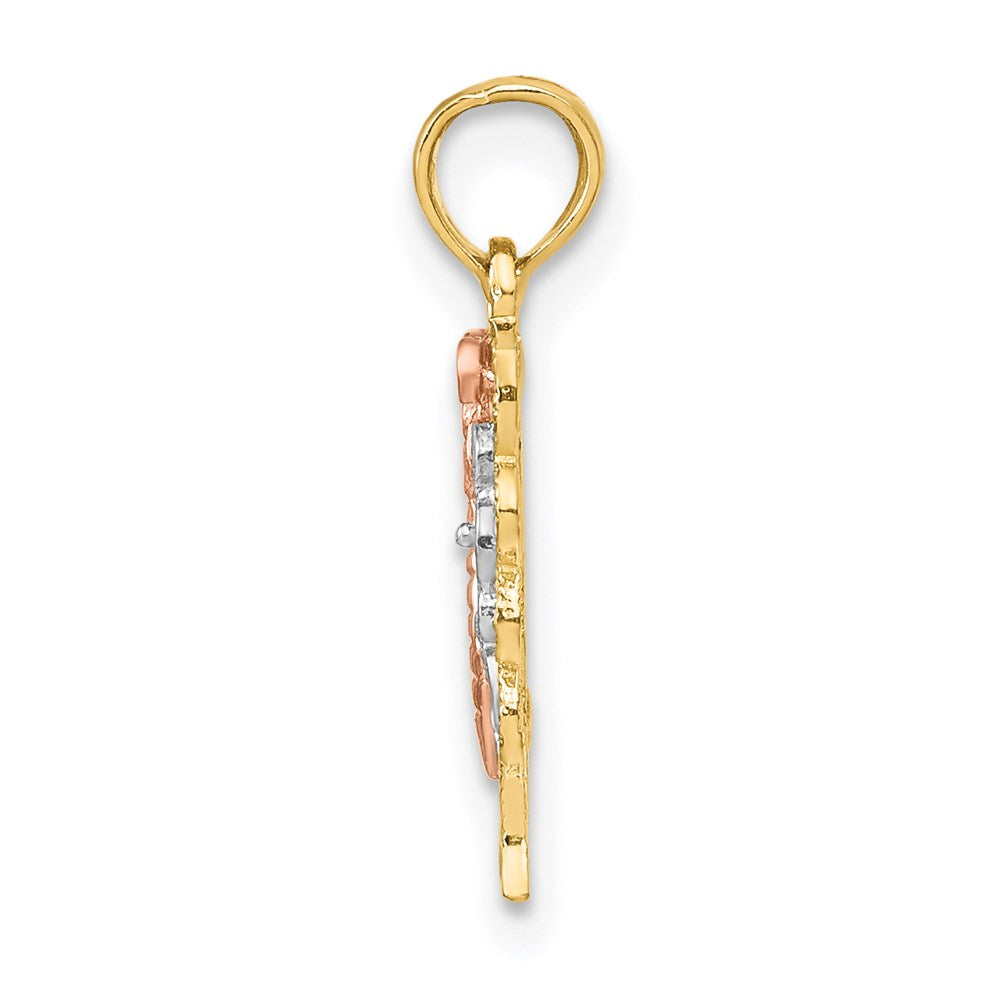 14k Two-Tone with White Rhodium Butterfly Cut-Out Charm