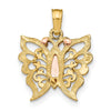 14k Two-Tone with White Rhodium Butterfly Cut-Out Charm