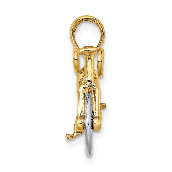 14k Two-tone 3-D Ten Speed Bicycle with Moveable Wheels Charm