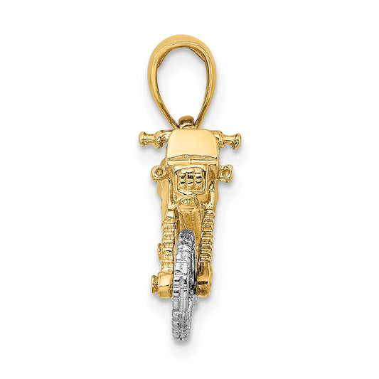 14k Two-tone 3-D Dirt Bike Motorcycle with Moveable Wheels Charm