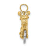 14k Two-tone 3-D Chopper Motorcycle with Moveable Wheels Charm