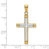 14K and White Rhodium Polished Tubular Cross Charm
