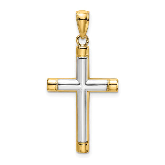 Gold Beveled Latin Cross Pendant
