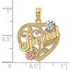 14k Two-tone with White Rhodium SPECIAL On Heart with Flowers Charm