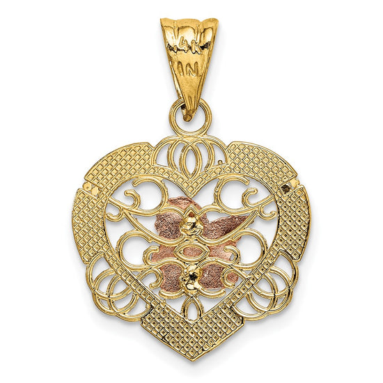 14K Two-tone with White Rhodium Angel In Heart Charm