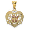 14K Two-tone with White Rhodium Angel In Heart Charm