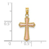 14K Two-tone Beaded Trim Cross Charm