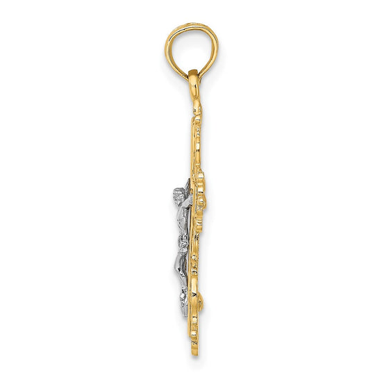Gold Fluer de lis Crucifix Pendants