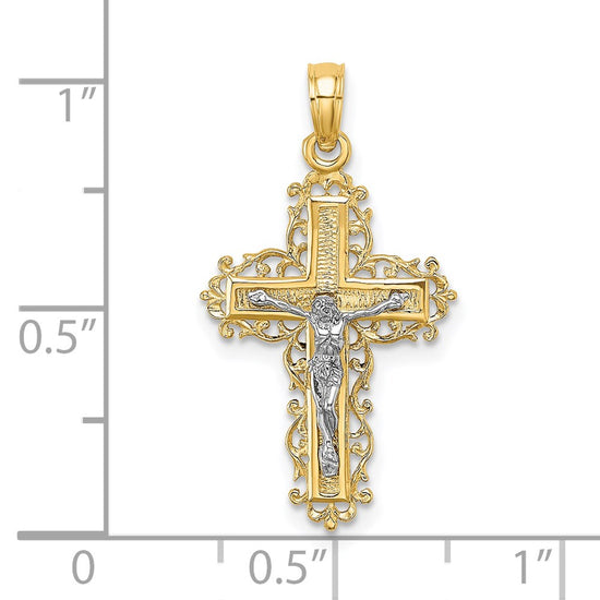 Gold Fluer de lis Crucifix Pendants