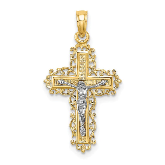 Gold Fluer de lis Crucifix Pendants