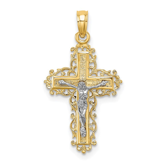 Gold Fluer de lis Crucifix Pendants