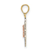 14K Two-tone and White Rhodium Small Angel In Scalloped Edge Heart Charm