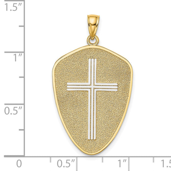 Gold Shield Cross Pendant