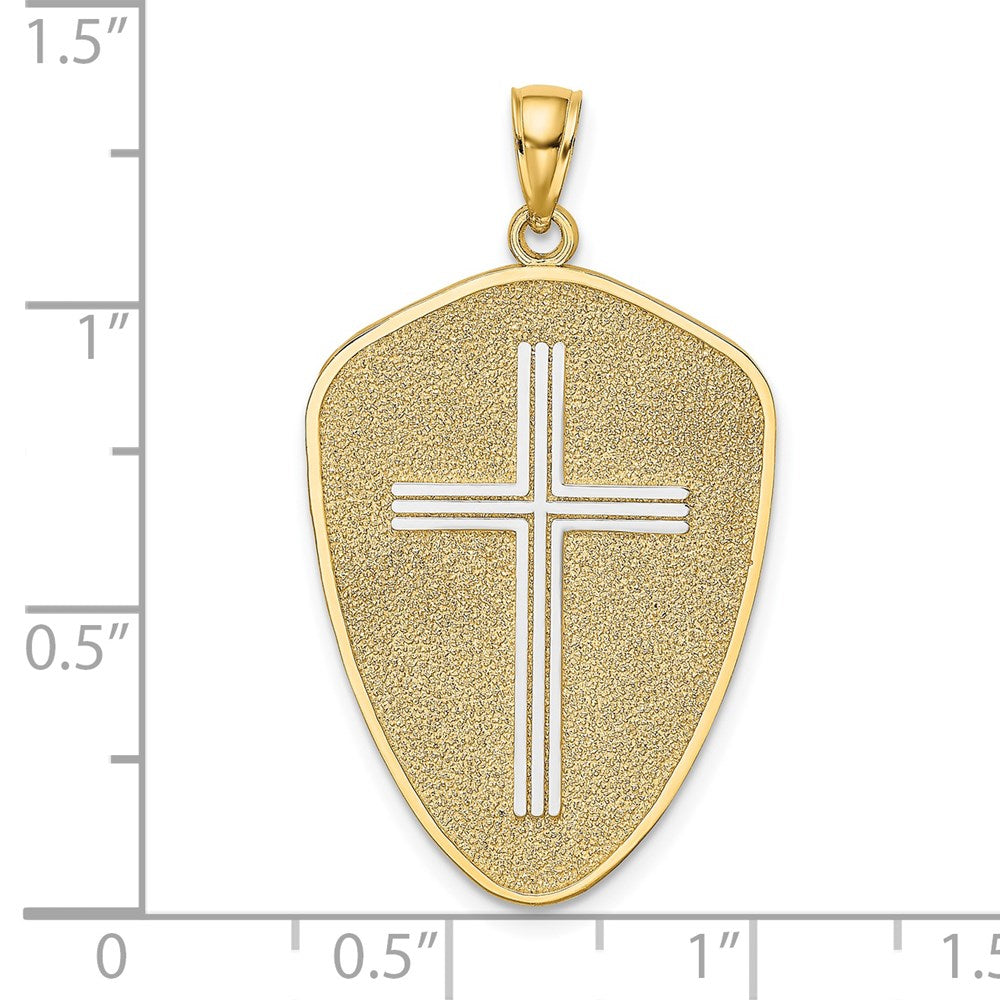 Gold Shield Cross Pendant