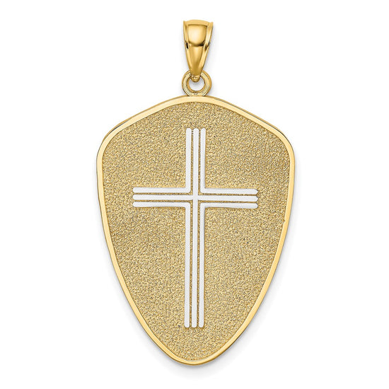 Gold Shield Cross Pendant