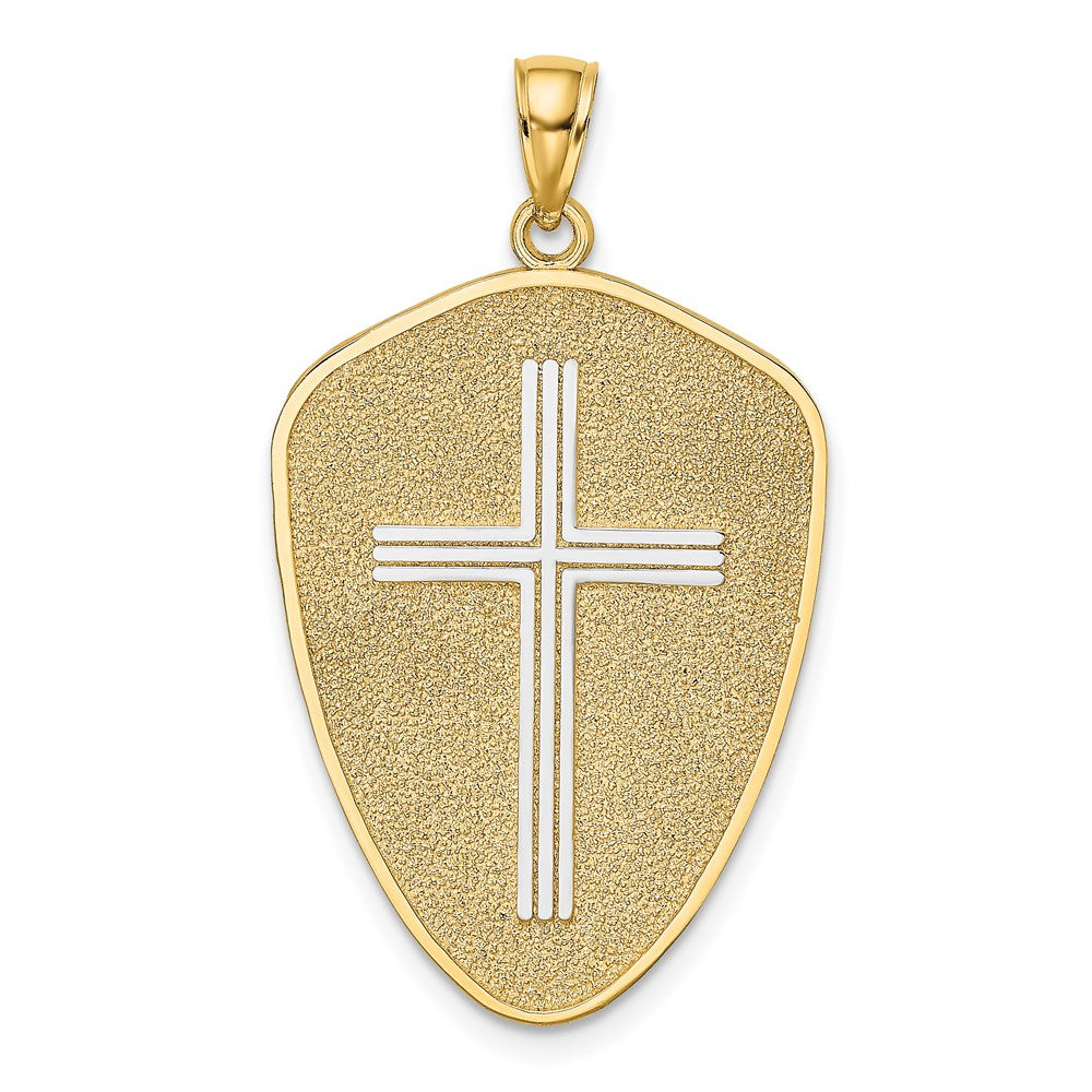 Gold Shield Cross Pendant