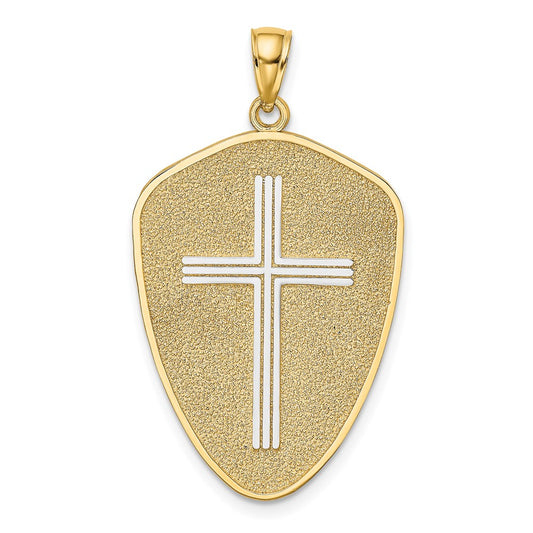 Gold Shield Cross Pendant