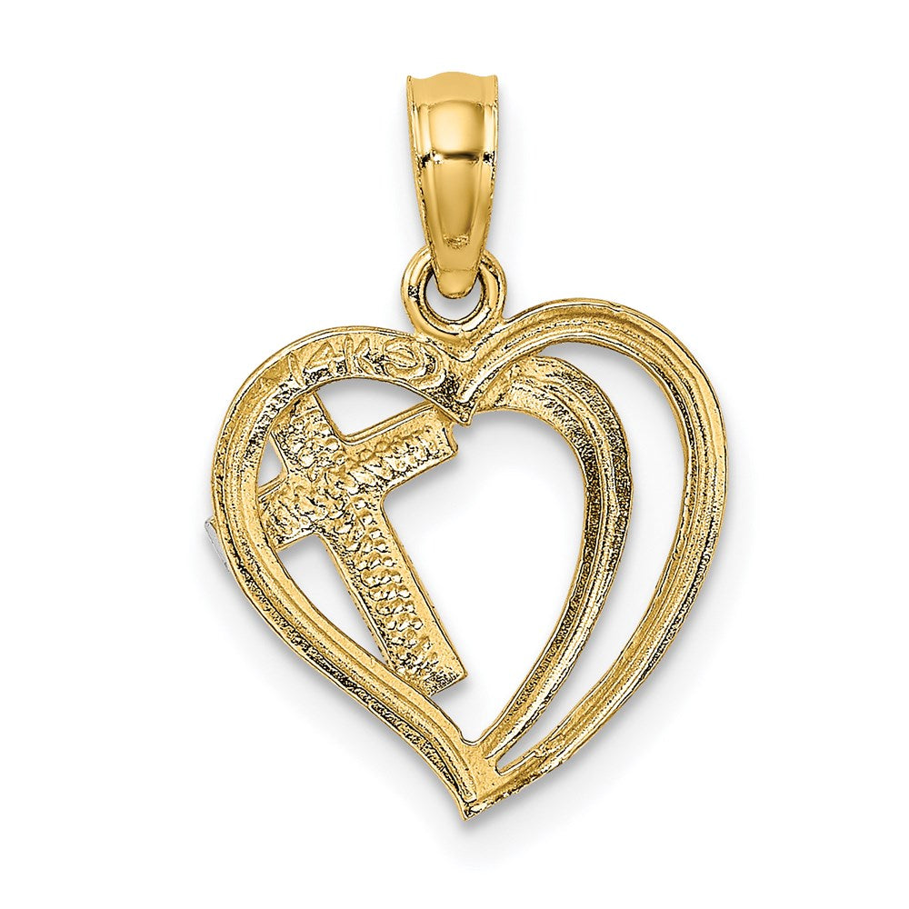 Gold Rhodium Cross in Heart Charm