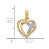 Gold Rhodium Cross in Heart Charm