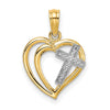 Gold Rhodium Cross in Heart Charm