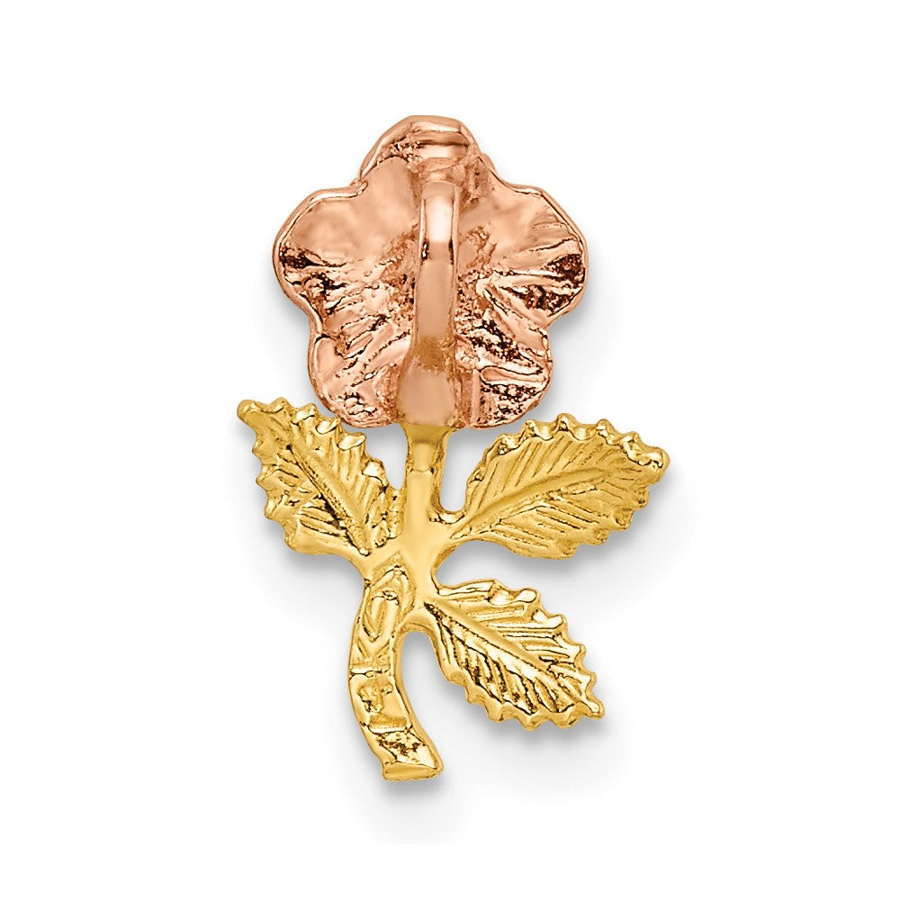 14k Two-tone Textured Rose Chain Slide Pendant