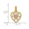 14k Two-Tone Flower in Heart Charm