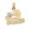 14k Two-Tone #1 MOM Script with Flower Charm