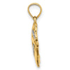 14k and White Rhodium Textured Heart Charm