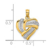 14k and White Rhodium Textured Heart Charm