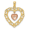 14k Yellow and Rose Polished Dangling Heart In Heart Charm