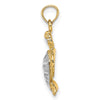 14K with White Rhodium Swimming Sea Turtle Charm