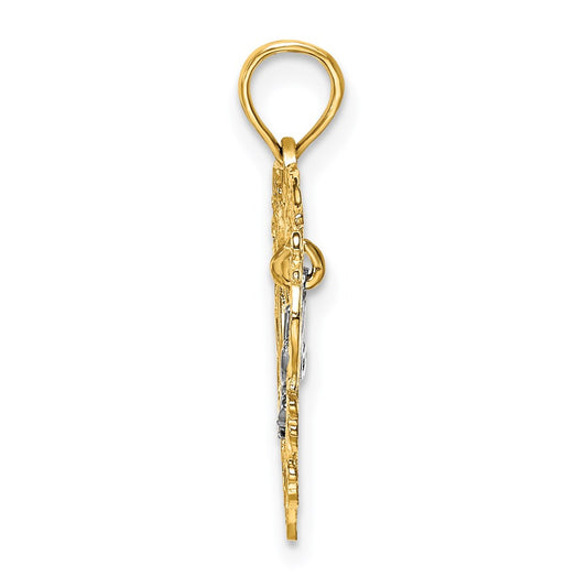 14k Two-tone MOM Inside Heart Charm