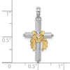 14K Two-Tone Cross with Drape Charm