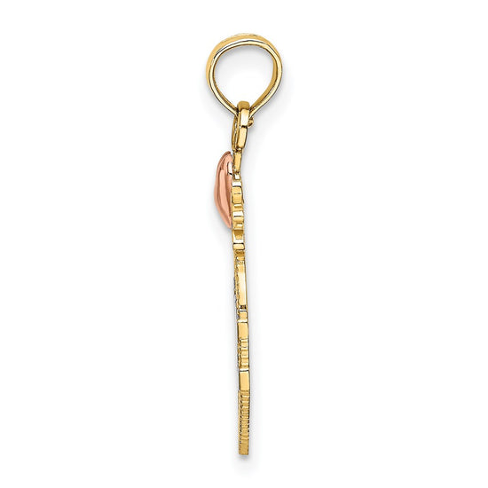 14k Two-Tone with White Rhodium LOVE Inside Heart Pendant