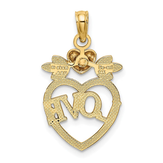 14k Two-Tone with White Rhodium LOVE Inside Heart Pendant
