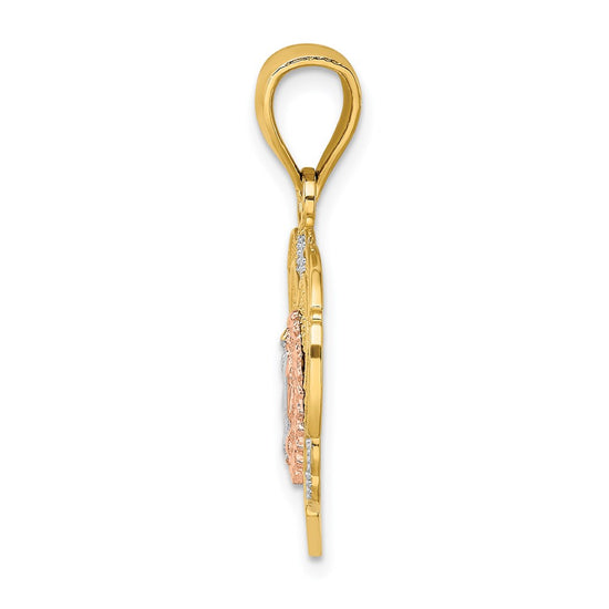 14K Two-tone with White Rhodium Our Lady of Guadalupe In Heart Charm